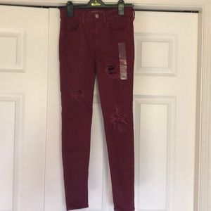 American Eagle Maroon Size 2 Jeggings